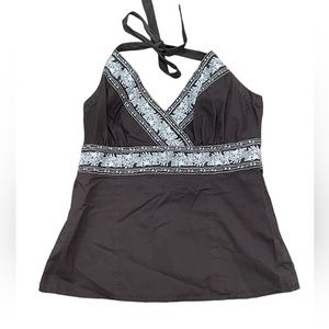 Ann‎ Taylor Loft Open Back Halter Top Ruched Lace Women’s Size 2